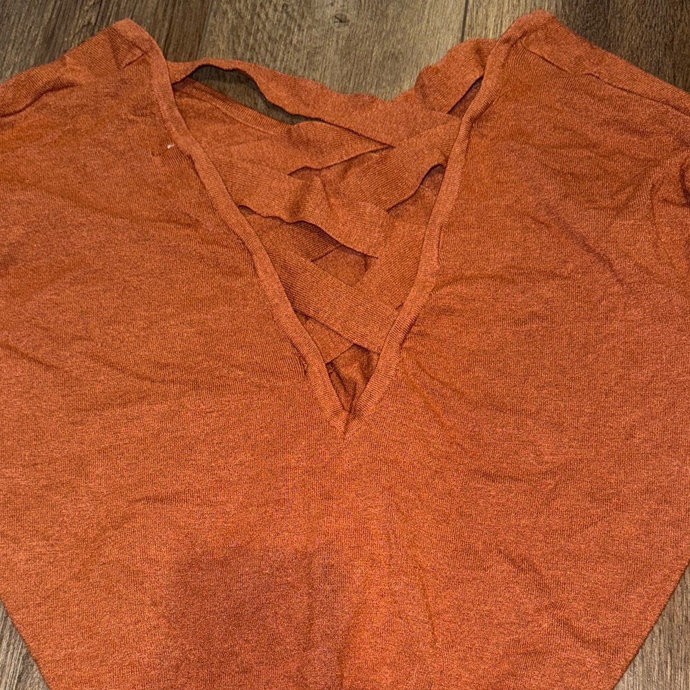 Women's Cut-out Sweater - Rust Orange - Picture 3 of 3